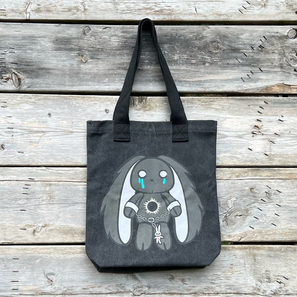 Plushie Dreadfuls PTSD Bunny Gray Cotton Tote Bag